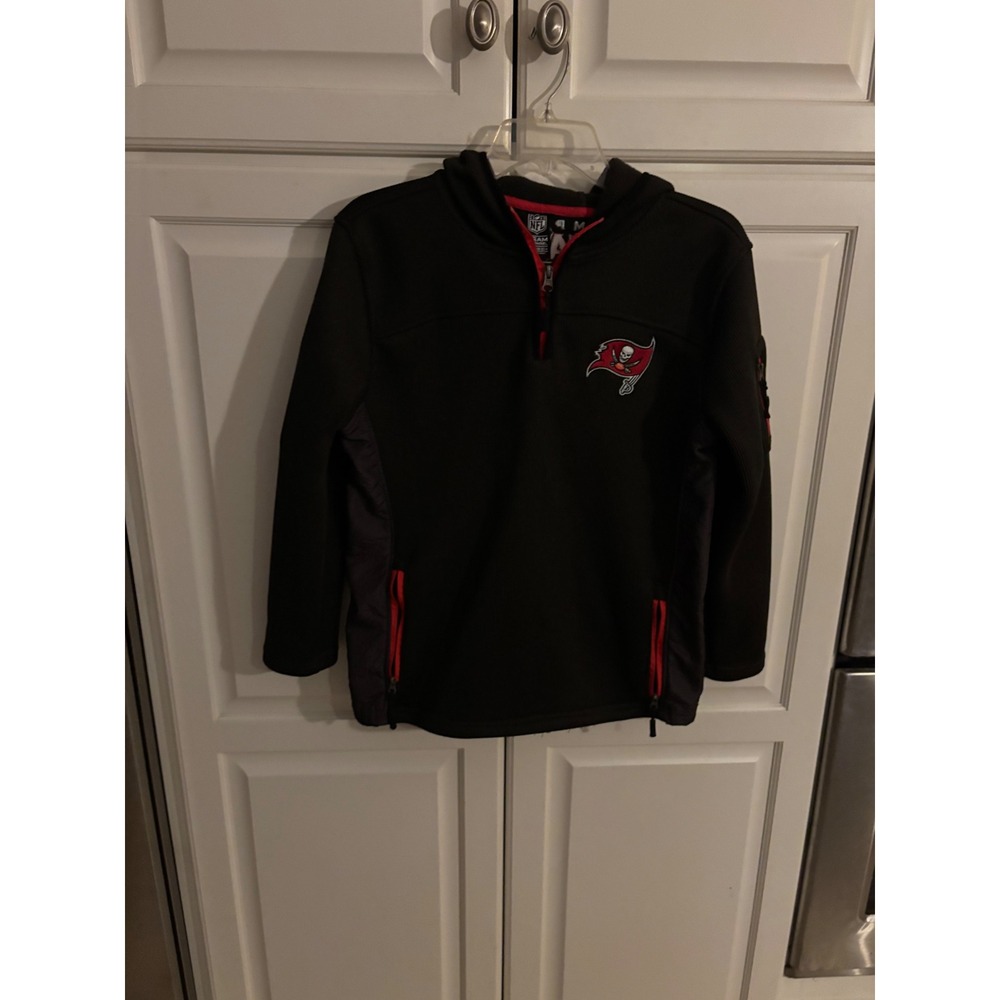 NFL Team Apparel Tampa Bay Buccaneers Kids XL 18-20 Black 1/4 Zip Hoodie Fleece